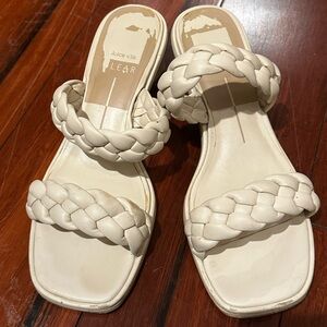 Dolce Vita Braided Strap Cream Slide Heels